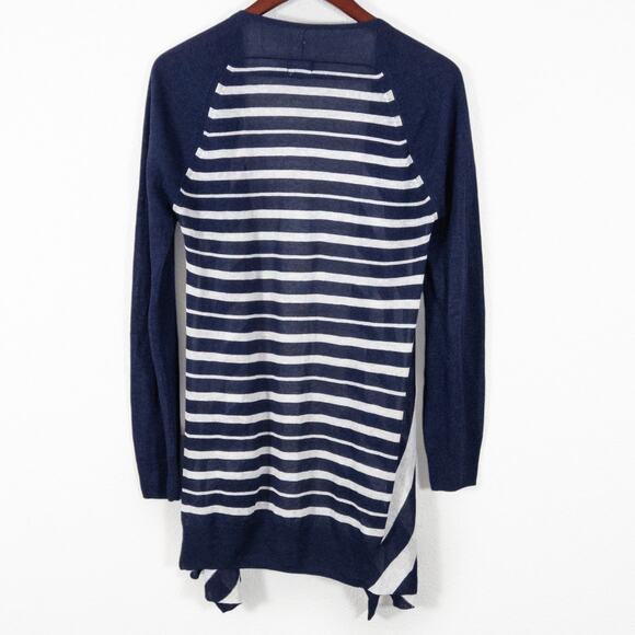 Splendid Striped Cardigan Navy White Open Front Size S Coastal Grandma - Picture 2 of 11